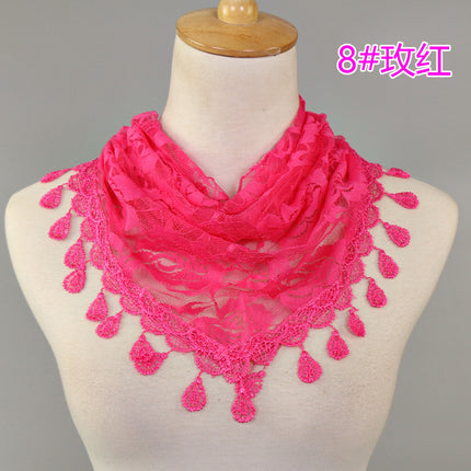 Hot Selling Lace Triangle Scarf Cut Out Korean Triangle Scarf Women's Export Hot Selling Summer Sun Protection Decorative Veil