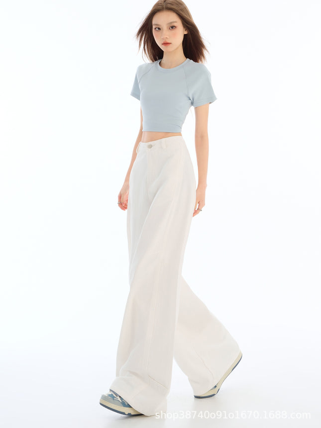 White Machete Tooling Jeans 2025 New Spring High Waist Loose Sycamore Wide Leg Pants