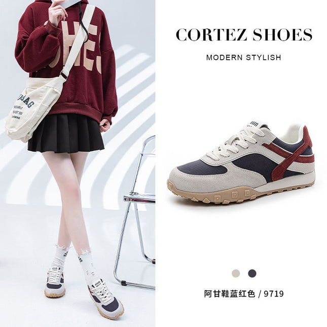 2026 New Style White Sneakers, Genuine Leather Soft-Soled Shoes, Color-Blocking Commuter Trainers, Women's Casual Versatile Shoes, Wholesale