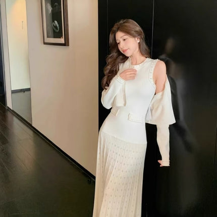 M2026 Spring and Summer New Cross-Border Foreign Trade Women's Clothing French European and American Style Elegant Sleeveless Long Dress Knitted Dress