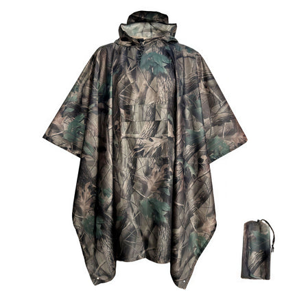 Three-In-One Camouflage Poncho Raincoat Outdoor Cycling Hiking Hiking Camping Style Multi-Functional Tactical Rainproof Poncho