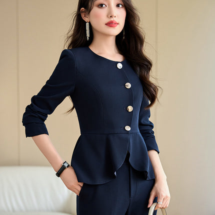 Cross-Border Black Suit Set for Women, New Design for Spring, Autumn and Winter, Jewelry Store Workwear, Beauty Salon Front Desk Uniform