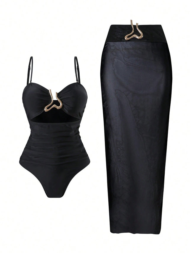 2025 New Cross-Border European and American Slim Conservative One-Piece Swimsuit Women's High-End Bikini Hot Spring Swimsuit Suit