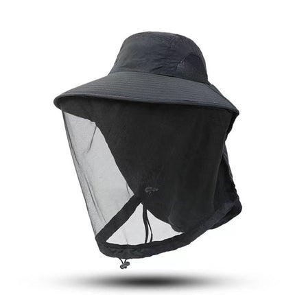 Mesh Anti-Mosquito Sun Hat for Men in Summer Large Brim Anti-Uv Mountaineering Travel Hat for Women Outdoor Sun Protection Fishing Hat
