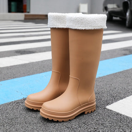 New High-Top Rain Boots for Women, Fashionable Outdoor Fishing Water Shoes, Waterproof and Non-Slip Long-Tube Rubber Shoes, Camping Work Rain Boots