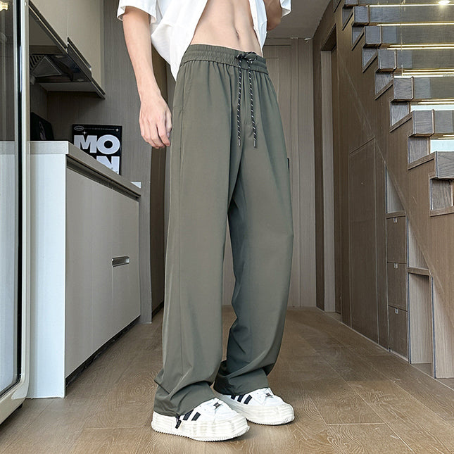 Summer Comfortable Ice Silk Pants Unisex Cool Breathable Quick-drying plus size Sports Pants Thin Drawstring Casual Pants