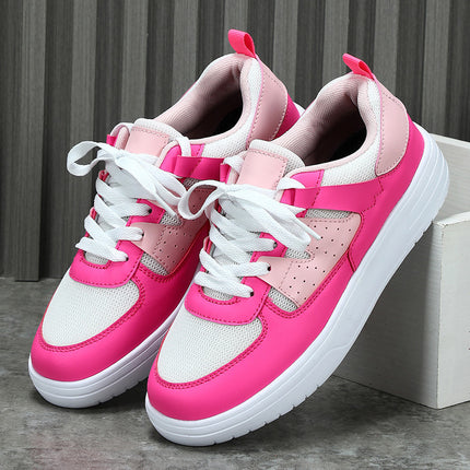 Korean Style Trendy Four-Season Thick-Soled Skateboard Shoes, Mesh Breathable Casual Shoes, Lace-Up Fashionable Women's Shoes, Outdoor Couple Trendy Shoes