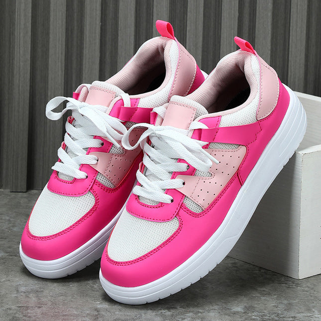 Korean Style Trendy Four-Season Thick-Soled Skateboard Shoes, Mesh Breathable Casual Shoes, Lace-Up Fashionable Women's Shoes, Outdoor Couple Trendy Shoes