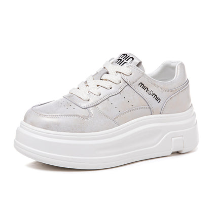 Thick-Soled White Sneakers for Women, 2026 Spring New Style, Height-Increasing Versatile Sneakers for Petite Women, Student Sports Casual Shoes