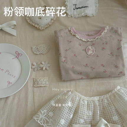 Spot Large and Small Roll Heyhoney24 Lycra Cotton Boys and Girls Autumn Clothes Intimates Printed Home Clothes Pajamas Two-Piece Set