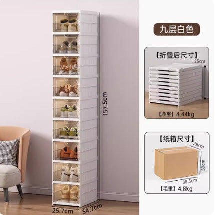 Transparent Folding Shoe Box Push-Free Thickened Shoe Box Integrated Shoe Cabinet Plastic Dustproof Shoe Box Storage Box