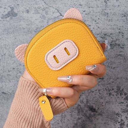 Factory new organ card bag women's lightweight student pig zipper multi-card card holder soft leather card holder coin purse