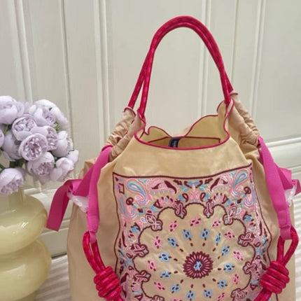 ball chain Japanese high quality eco-friendly shopping bag embroidered hand canvas bag nylon shopping bag