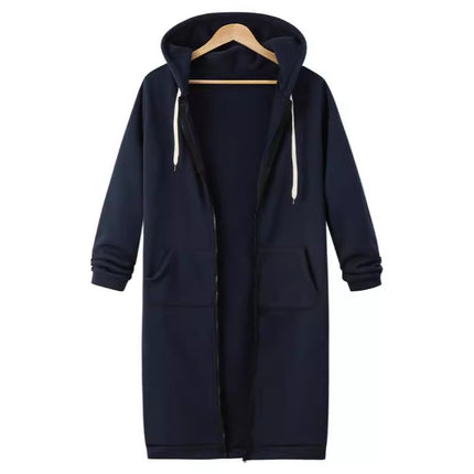 AliExpress Ebay Amazon Autumn and Winter Women's European and American Hooded Long Sleeve Long Sweater Fleece Zipper Coat Women