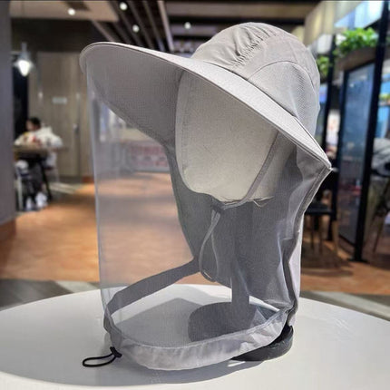 Outdoor mosquito-proof cap men's and women's fishing cap face-covering sunscreen breathable mesh mask night fishing insect-proof bee-proof beekeeping cap