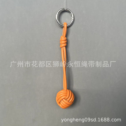 Car Keychain Bag Couple Exquisite Gift Soft Sheepskin Handmade Woven Tennis Ball Monkey Fist Hanging Bag