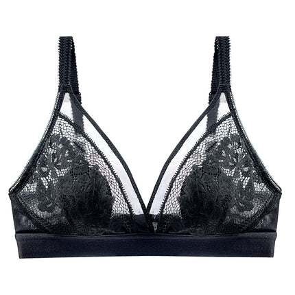 2180 Crystal Cup Ultra-thin Comfortable Breathable Push-up Bra Sexy Lace Anti-bump Non-rimless Large Size Underwear