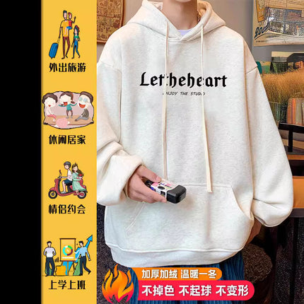 Cotton Hooded Sweater Men's Spring and Autumn 2024 New Loose Couple Hoodie Fashion Brand oversize American Jacket