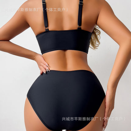 2024 Bikini Swimsuit Cross-Border Amazon Beach Bikini Swimwear High Elasticity Two-Piece Sexy Split Style