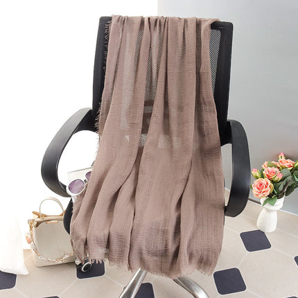 New Spring and Summer Fashion Cotton and Linen Solid Color Headscarf Beach Towel Sun Protection Large Size Silk Scarf Shawl for Women