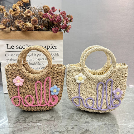 Straw Bag Handwoven Bag Women's 2025 Seaside Vacation Outdoor Daily Beach Handbag Tote Bag