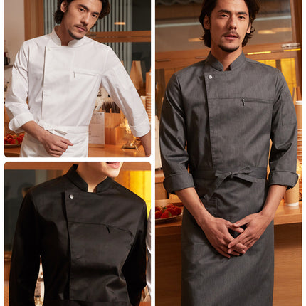 Chef Workwear Long-Sleeve Set for Hotels, Restaurants, and Kitchens, Moisture-Wicking and Sweat-Wicking