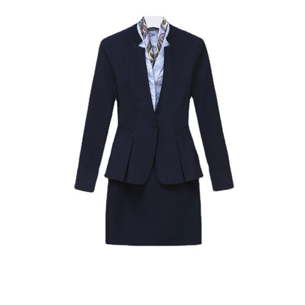 High-end professional dress winter long sleeve civil servant interview formal dress women beauty salon jewelry overalls professional temperament