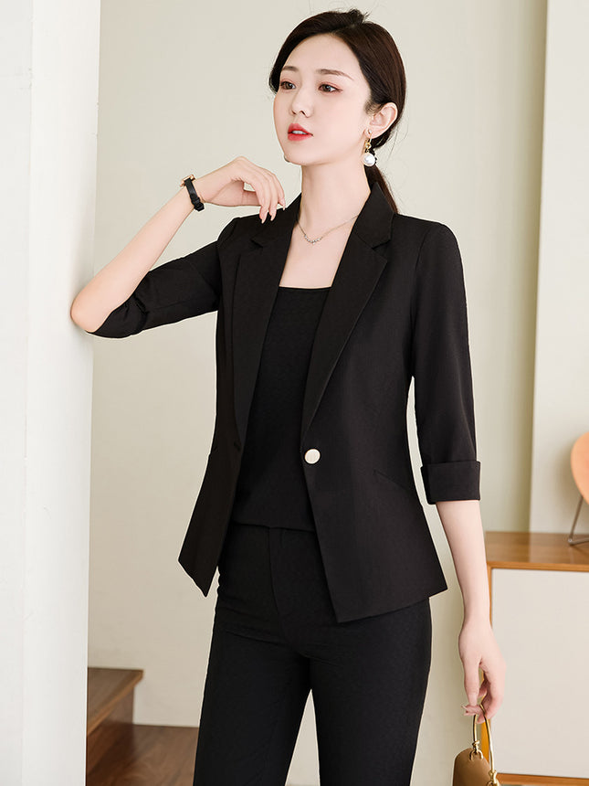 Pink Mid-Sleeve Suit for Women 2025 New Summer Thin Business Attire Elegant Beauty Salon Front Desk Work Clothes
