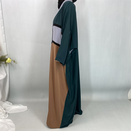 Cross-Border Exclusive for Muslims Spliced Cardigan Robe Middle East Turkey Dubai Fashion Floor-Length Skirt 1459
