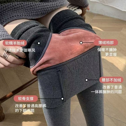 Cashmere Leggings for Women Japanese Style Solid Color Cotton Pantyhose Plain Fleece Thickened Pressure Leggings Wholesale