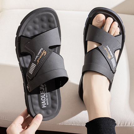 2025 Summer New Men's Beach Sandals Soft Sole Non-Slip Daily Casual Thickened Breathable Two-Wear Bath Slippers