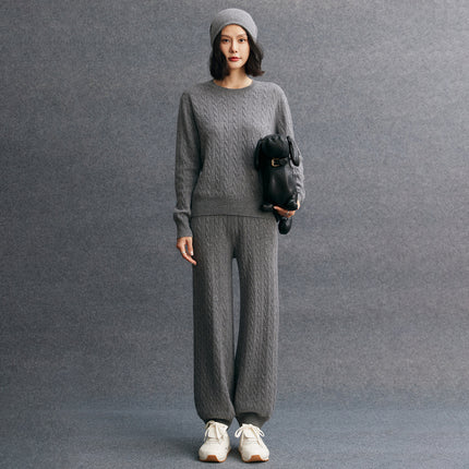 Autumn and Winter Versatile Cashmere Women's Fashion Casual New Simple Urban Cable Cashmere Pants Sweatpants Retro Style