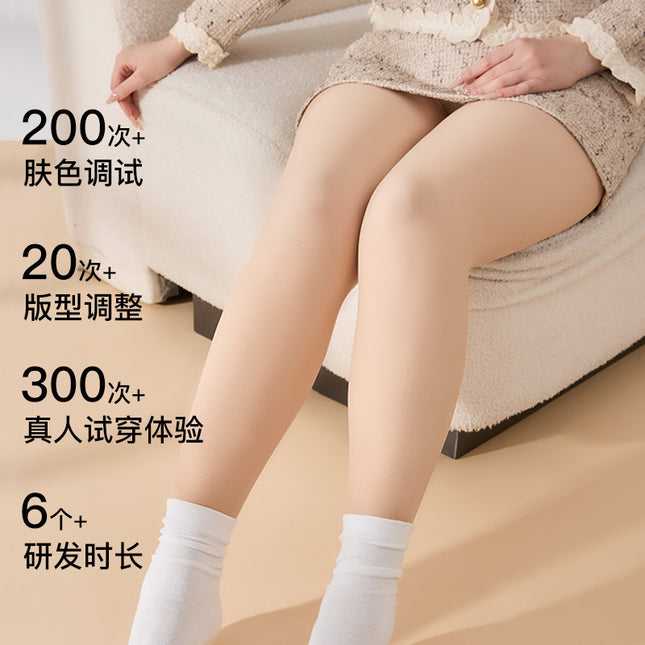 Plus size double-layer light leg artifact women's button detachable leggings socks flesh-colored natural not-dropping crotch pantyhose
