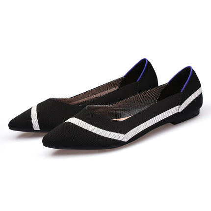 Egg roll European and American princess shoes spring and autumn fly woven shoes 40 beans 41 flat 43 plus size women's shoes soft bottom knitted pointed