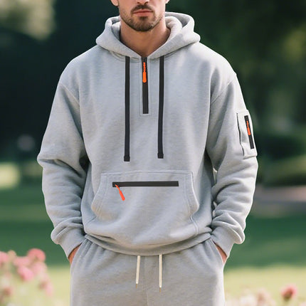 Cross-Border Amazon New Product Launches New Winter Loose Velvet American Casual Men's Sports Workwear Hooded Sweatshirt