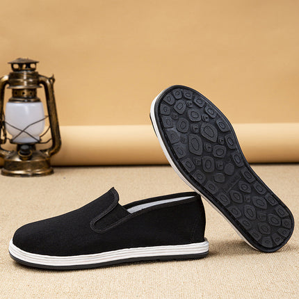 Wholesale Old Beijing Cloth Shoes for Men, Breathable Sweat-Absorbent Rubber Soles, Work Casual Men's Shoes, Handmade Thousand-Layer Sole Vulcanized Shoes