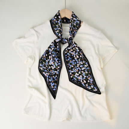 2025 European and American-style Beveled Silk Scarf Cross-border Silk Cashew Dot Long High-end Ribbon Scarf Women's Belt
