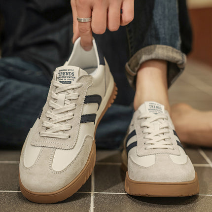 Forrest Gump Shoes Men's 2025 Spring New Genuine Leather German Training Shoes Men's Retro Soft Sole Casual Shoes All-match Fashionable sneaker
