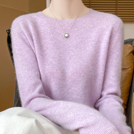 One-Line Ready-To-Wear Round Neck Wool Sweater Seamless Stereo Knitted 100% Wool Zero-Touch Autumn and Winter Seamless Base Sweater