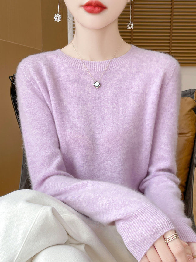 One-Line Ready-To-Wear Round Neck Wool Sweater Seamless Stereo Knitted 100% Wool Zero-Touch Autumn and Winter Seamless Base Sweater