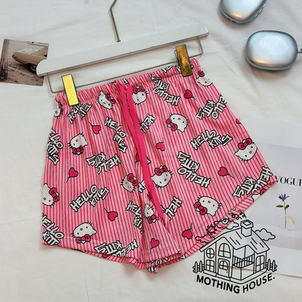 Summer Thin Love Shorts Women's Korean-style Loose Loose Loose Waist Sweet Cute Student Casual Home Pants Pajama Pants