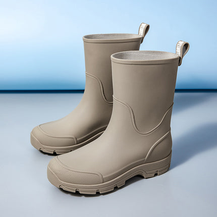 Cross-Border Export Thick-Soled Rain Boots for Women, Waterproof Shoes, Kitchen Non-Slip Wear-Resistant Rain Boots, Outdoor Couple Rubber Shoes, Work Shoes