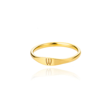 Cross-border 26 English Letter Ring Stainless Steel high quality Niche Design Light Luxury Opening Female Ring Food Ring