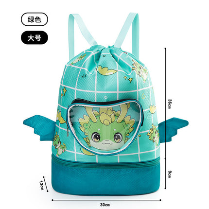 Children's Swimming Bag, Wet and Dry Separation Waterproof Storage Bag, Portable Backpack for Boys and Girls, Cute Cartoon Beach Backpack