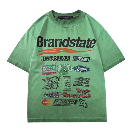 Upsoar Family2025 Summer American High Street Washed Old Heavy 320g Short Sleeve T-shirt for Men and Women