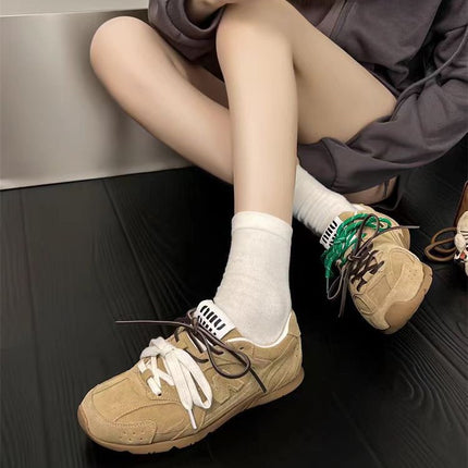 Joint miu * genuine leather retro casual moral training shoes 2025 spring new Joker breathable sports shoes Forrest Gump shoes