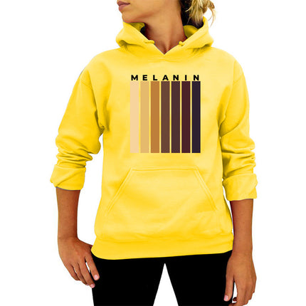 MELANIN striped printed hooded sweater autumn and winter European and American women's top loose Amazon foreign trade cross-border