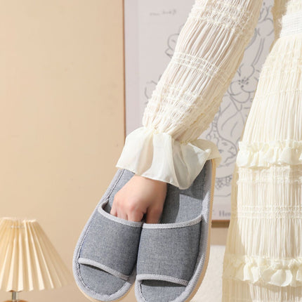 Linen Slippers for Women in Spring & Fall Seasons Indoor Household Cotton and Linen Slippers for Home Non-Slip Summer Male Couple Wholesale