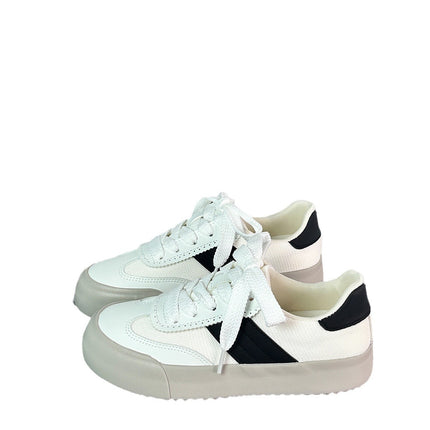 6522 German Training Shoes for Women, 2024 Summer Breathable Low-Top Flat Ivory White Sneakers, Versatile Color-Blocking White Non-Slip Shoes