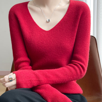 High-End Seamless V Neck Knitwear, First-Line Garment Technology Without Side Seams, Slimming Look Layering Artifact, Direct Supply from the Manufacturer